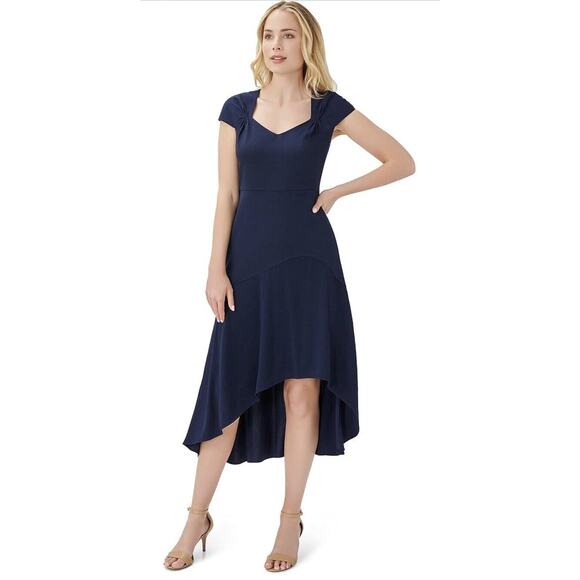 ADRIANNA PAPELL Womens Cap Sleeve Sweetheart Neckline Midi Party Hi-Lo Dress 14 - Picture 4 of 10